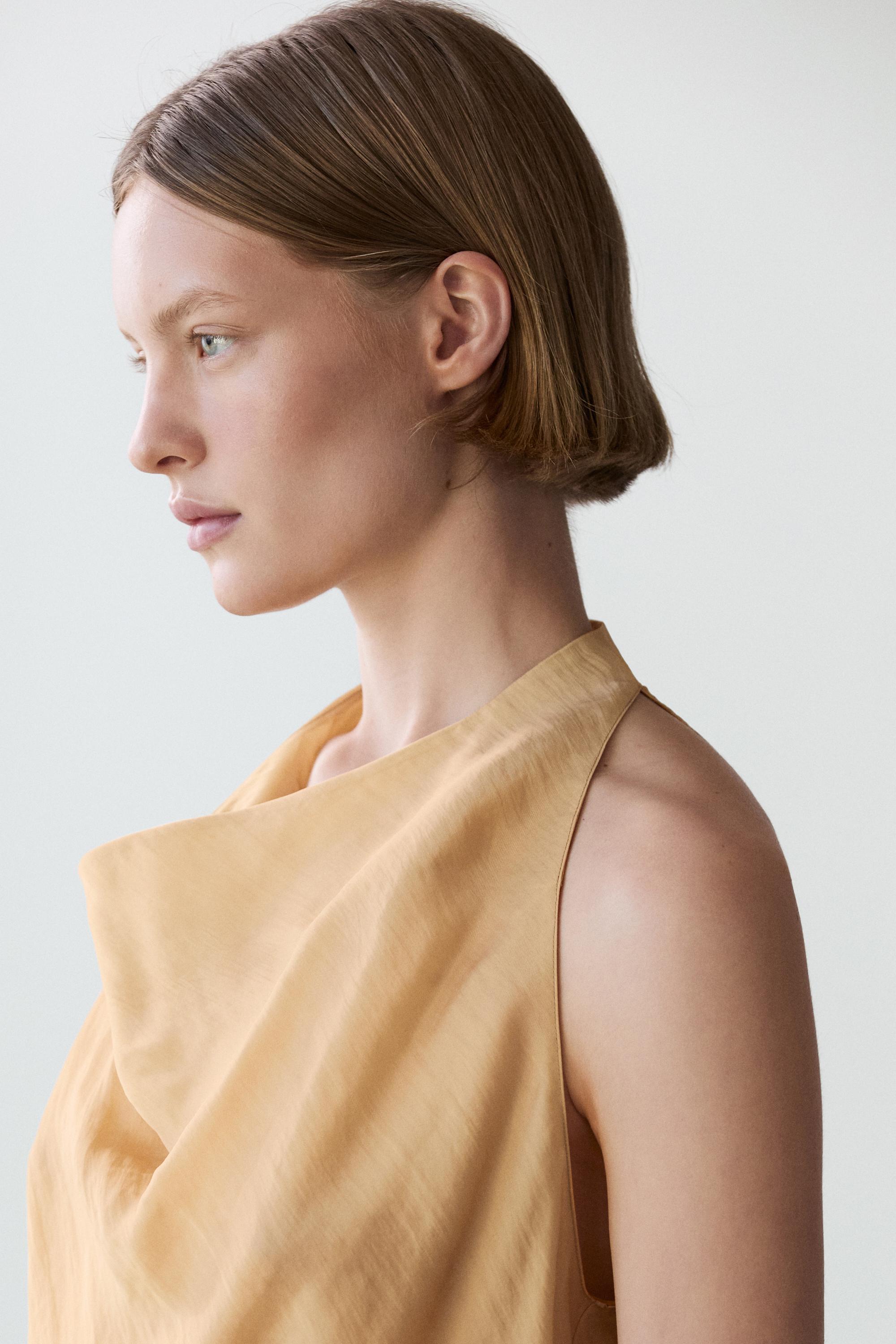 Flowing top with cowl neckline